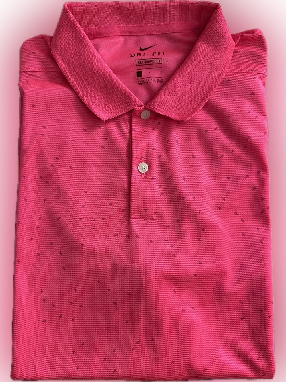 Nike Pink Dri-FIT Polo with Micro Triangle Print
